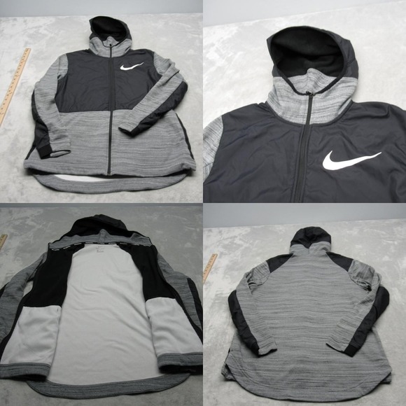 Nike Hoodie Jacket‎ Mens Medium Gray Hybrid Dri-FIT Full Zip Basketball Hiking - Picture 1 of 14